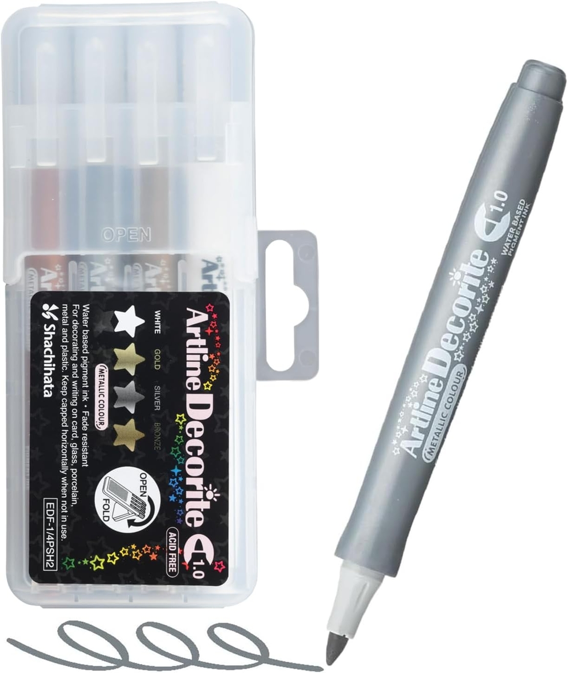 סט טושים מטאליים מארז 4 טושים  Artline Decorite