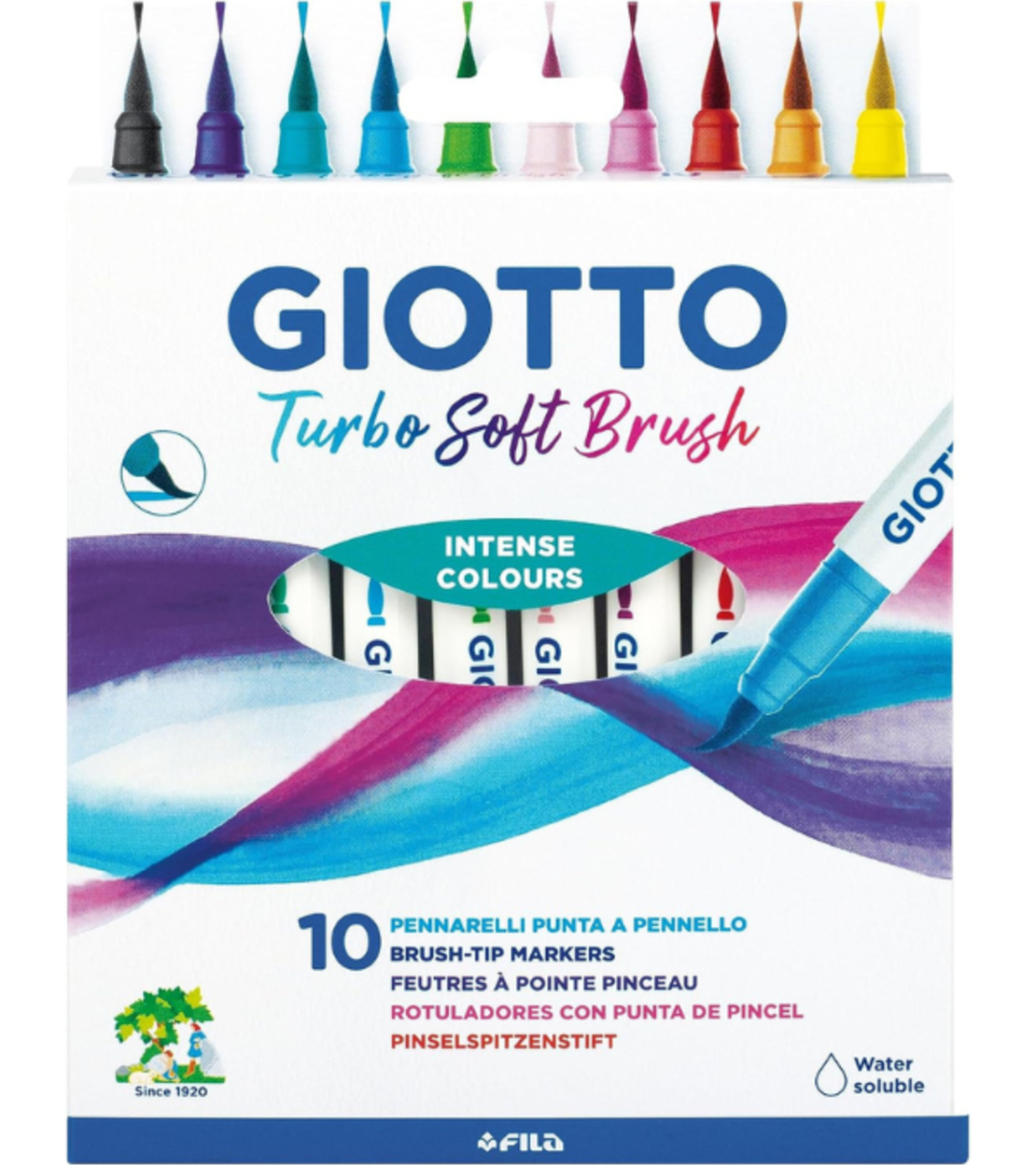 סט 10 טושים עם ראש מכחול לציור מקצועי-Giotto Turbo Soft Brush