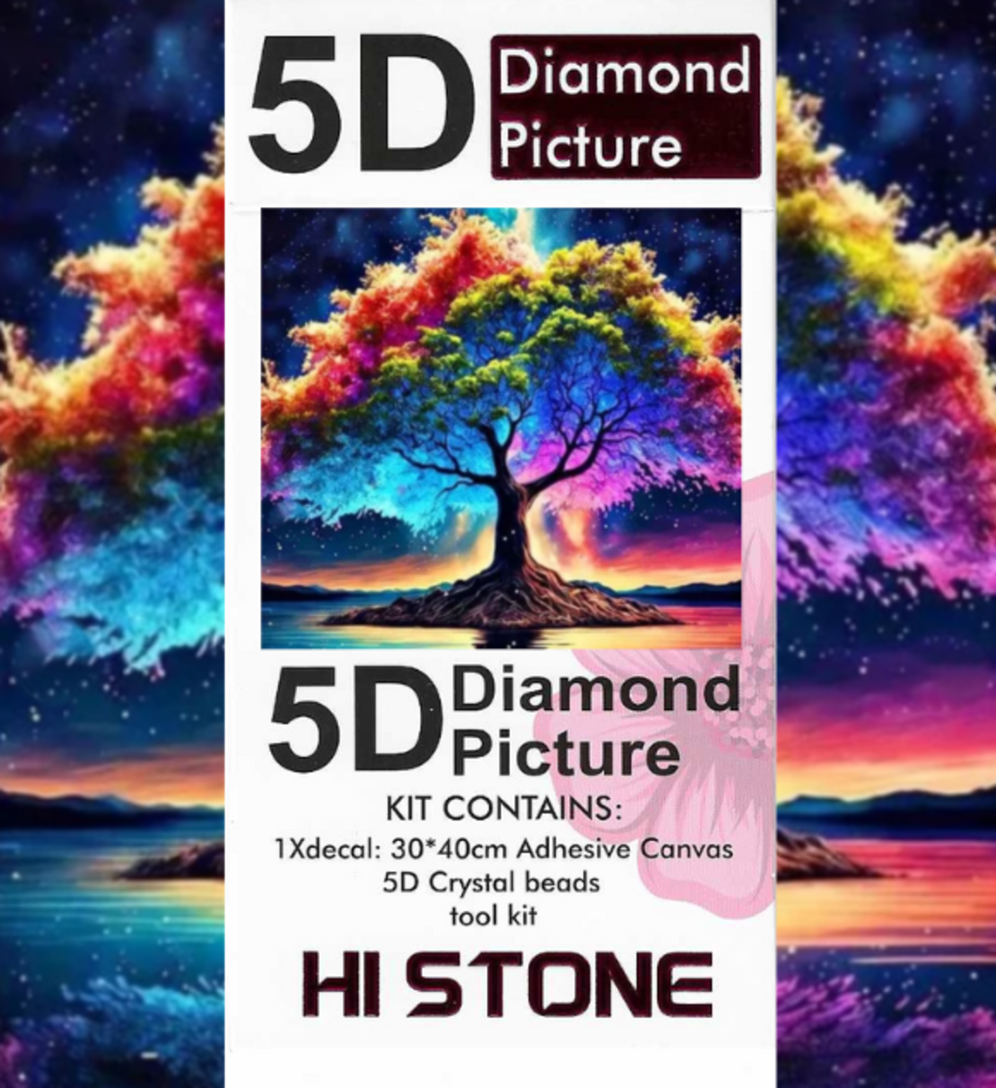 ערכת תמונת יהלומים 5D HI STONE -עץ צבעוני בשקיעה - 30x40 ס
