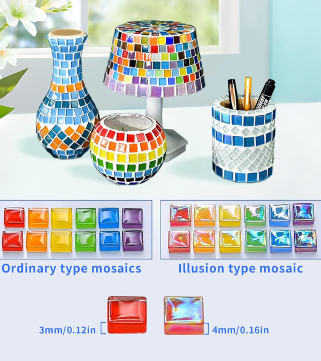 פסיפס זכוכית צבעוני ליצירה – 500 גרם (אבני פסיפס דקורטיביות)