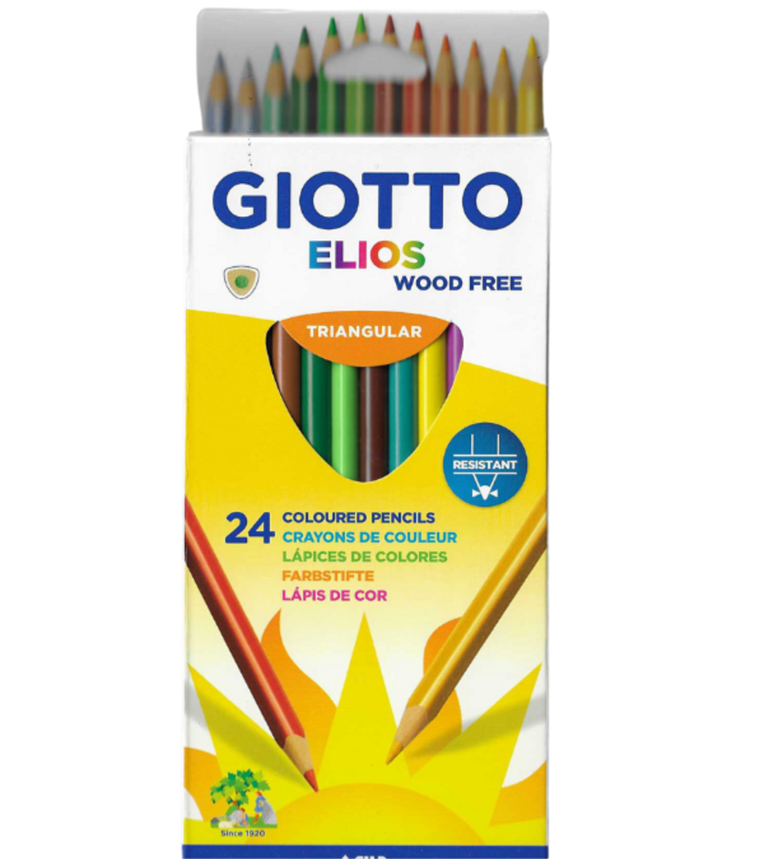 עפרונות צבעוניים Giotto Elios Wood Free - מארז של 24 עפרונות