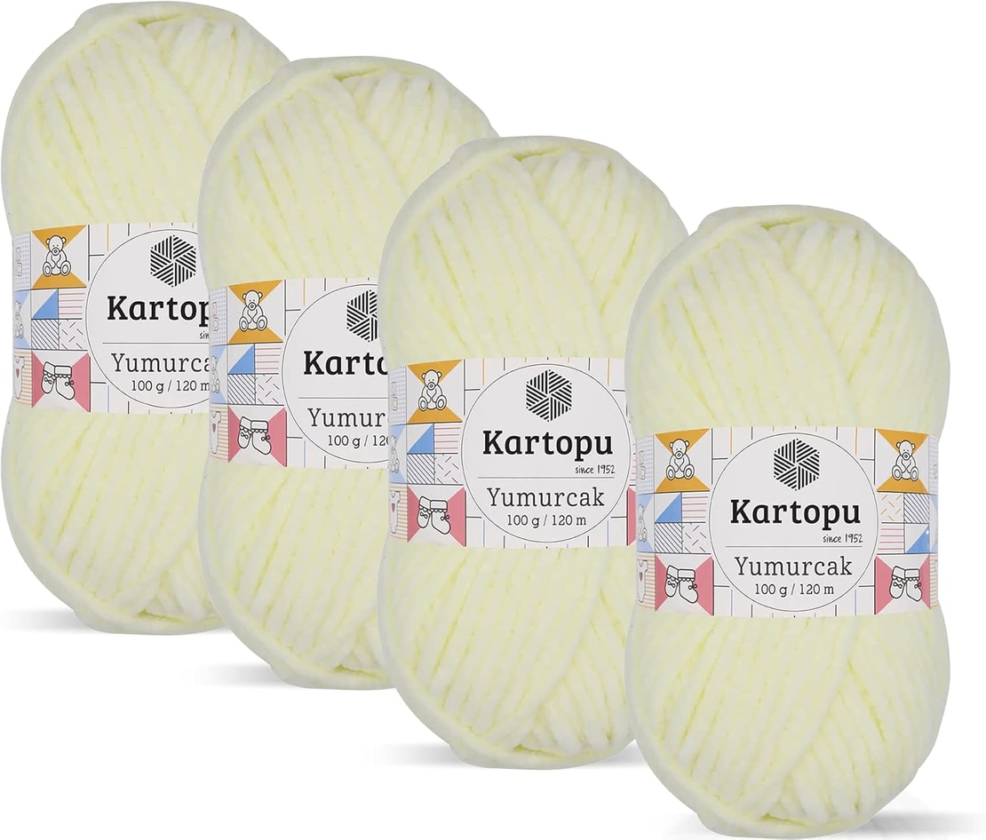 חוט קטיפה לסריגה Kartopu Yumurcak – צבע צהוב בהיר