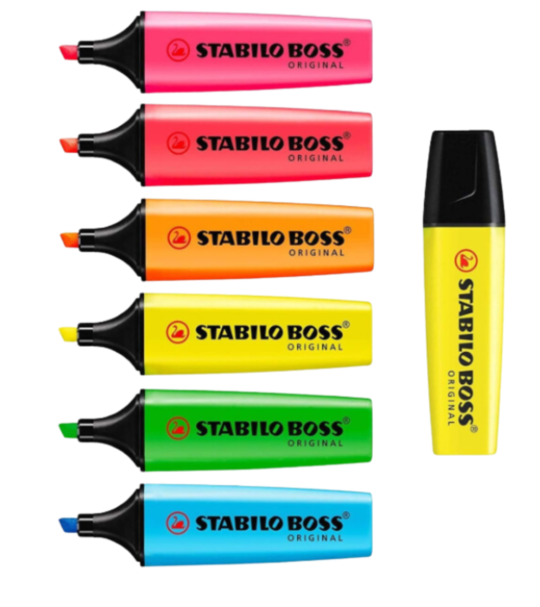 סט מרקרים מדגישים 6 צבעים ניאון Stabilo BOSS Original