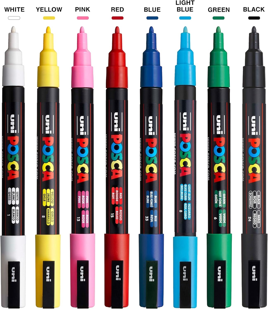 סט 8 טושים אקריליק פוסקה UNI POSCA PC-3M