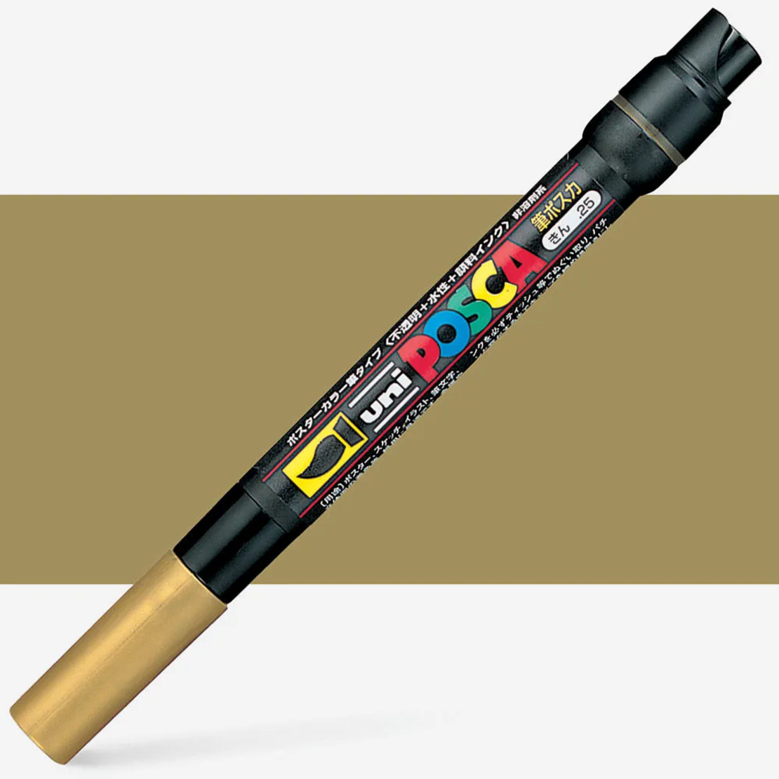 POSCA-F350 - טוש ראש מכחול אקרילי -זהב