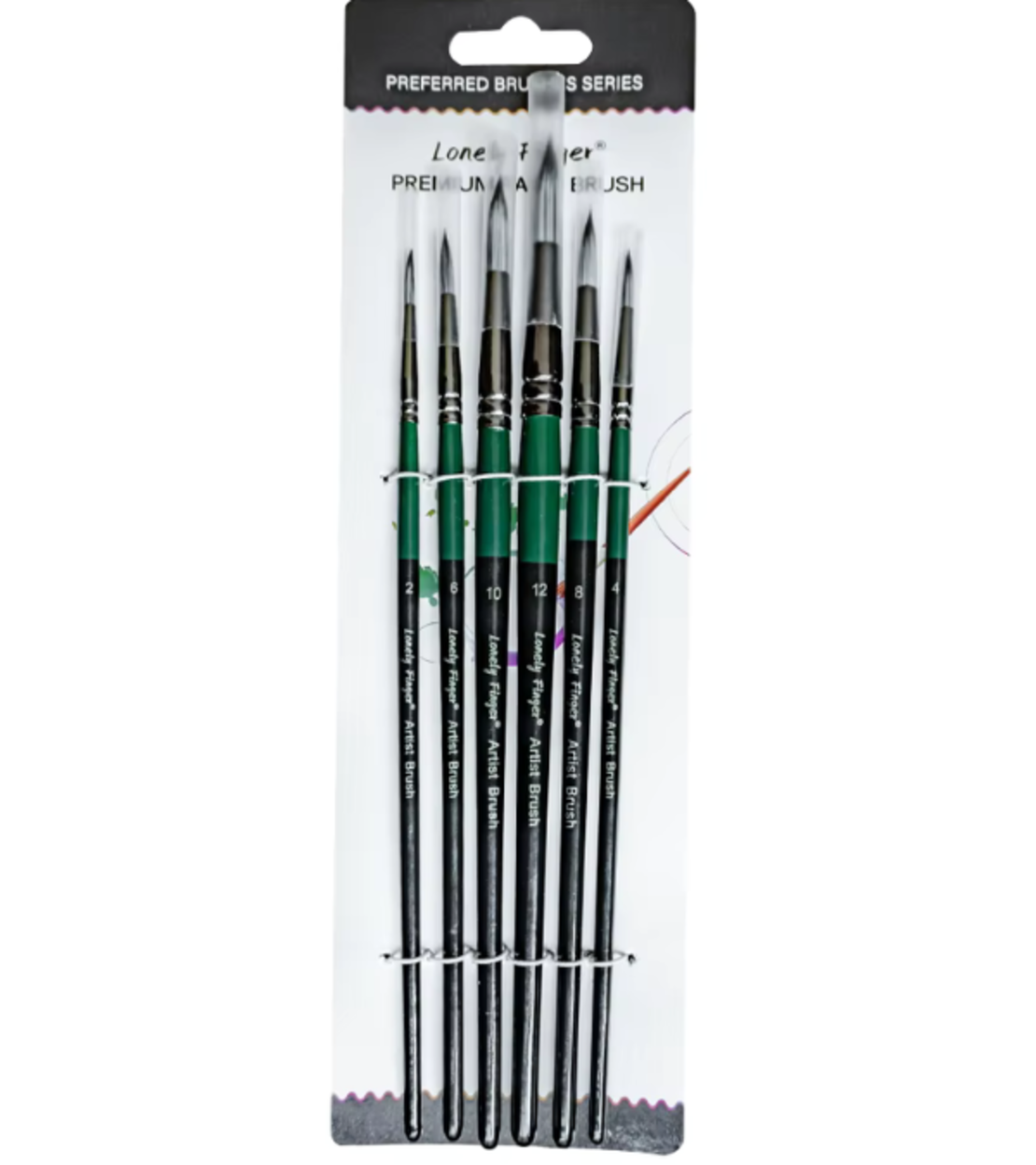 סט מכחולים מקצועיים לציור – 6 חלקים עגולים (Lonely Finger Artist Brush Set)