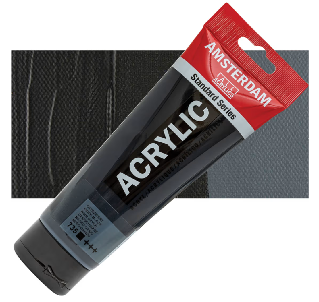 צבע אקריליק אמסטרדם מסדרת Standard – גוון שחור תחמוצת (Oxide Black 735)