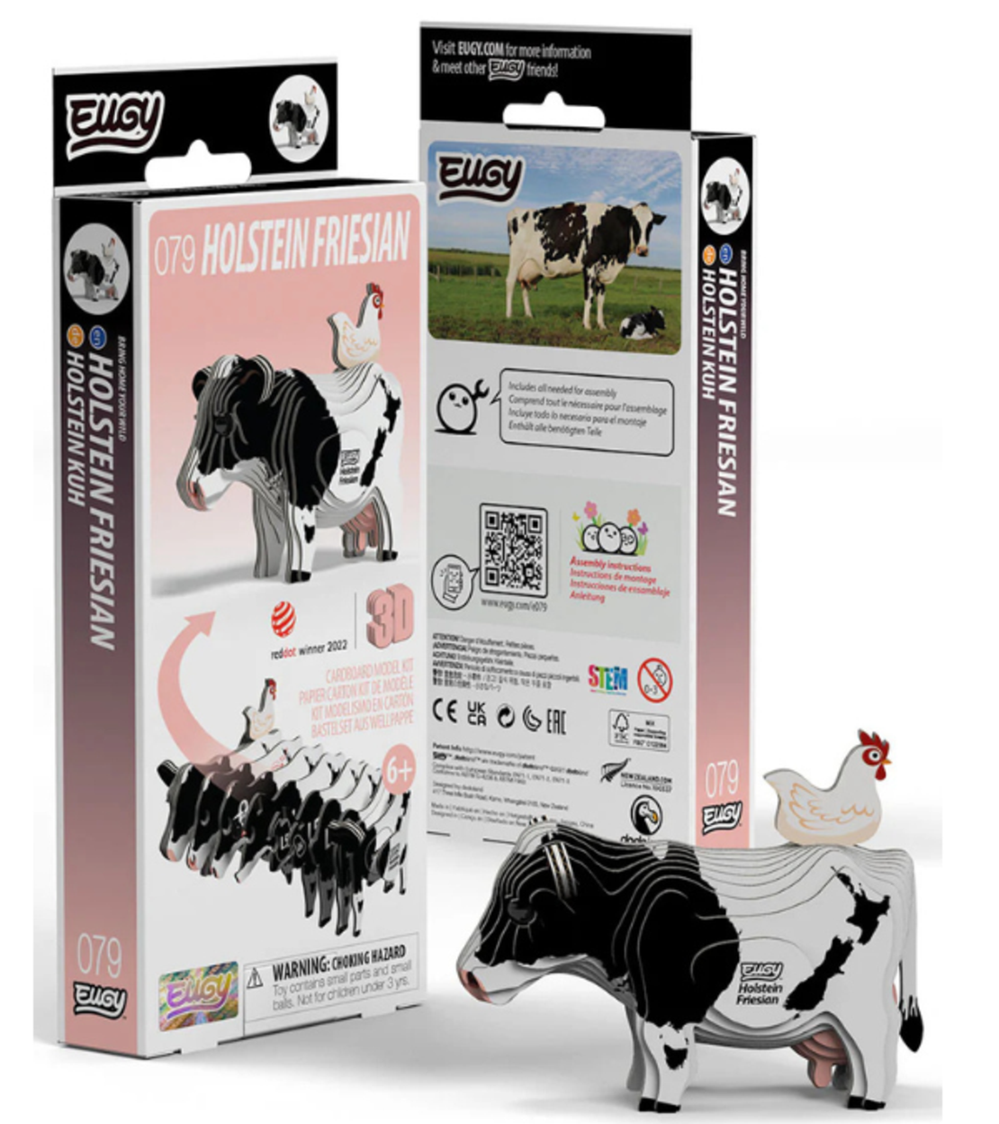 ערכת הרכבה תלת־ממדית פרה הולשטיין EUGY – Holstein Friesian פאזל 3D מקרטון