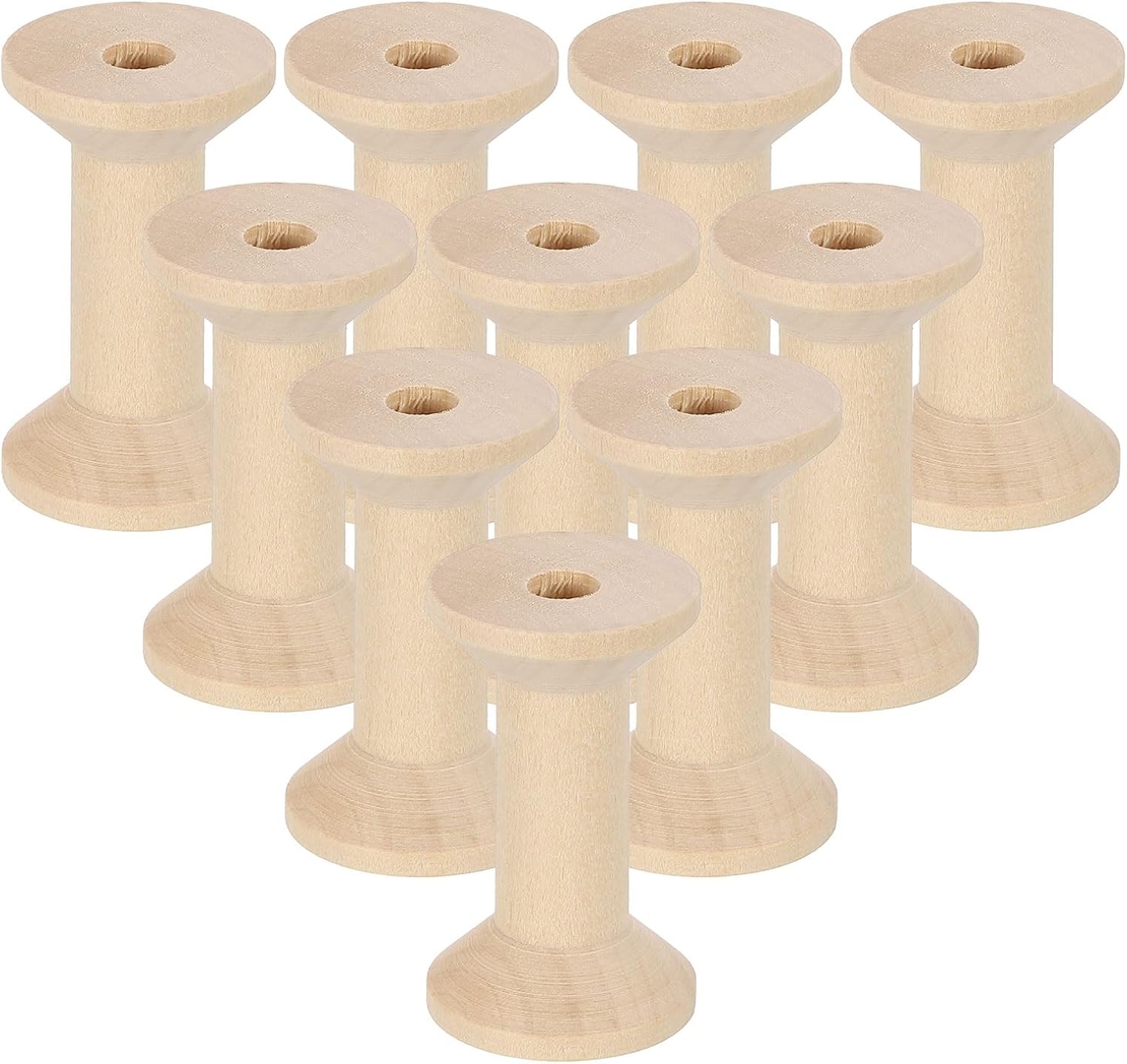 6 סלילי עץ טבעי ליצירה ועיצוב - קוטר 2 ס