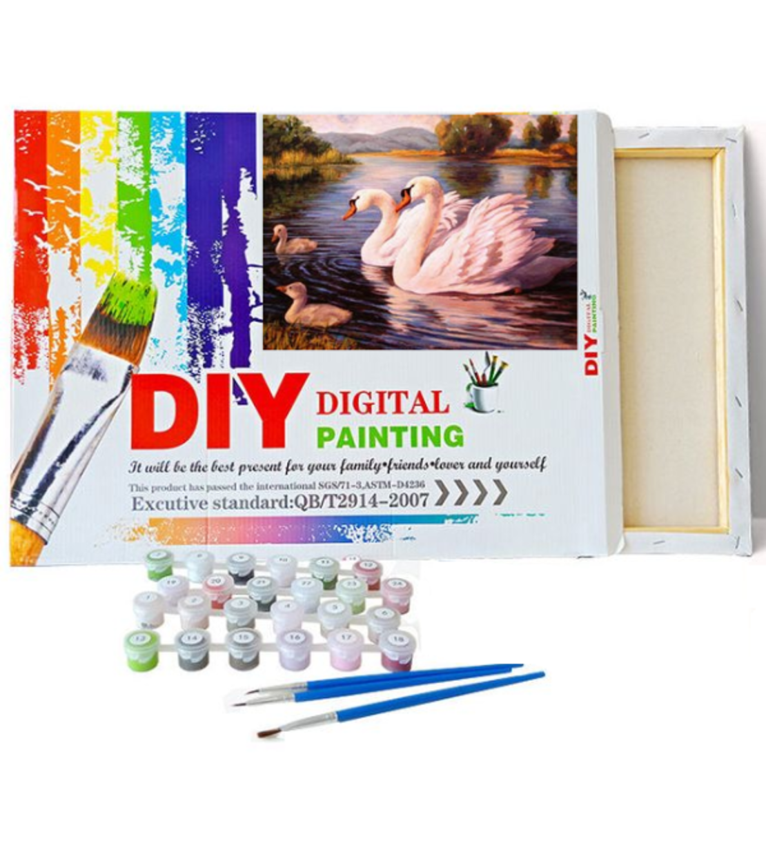 ערכת ציור לפי מספרים DIY - ברבורים באגם | Digital Painting