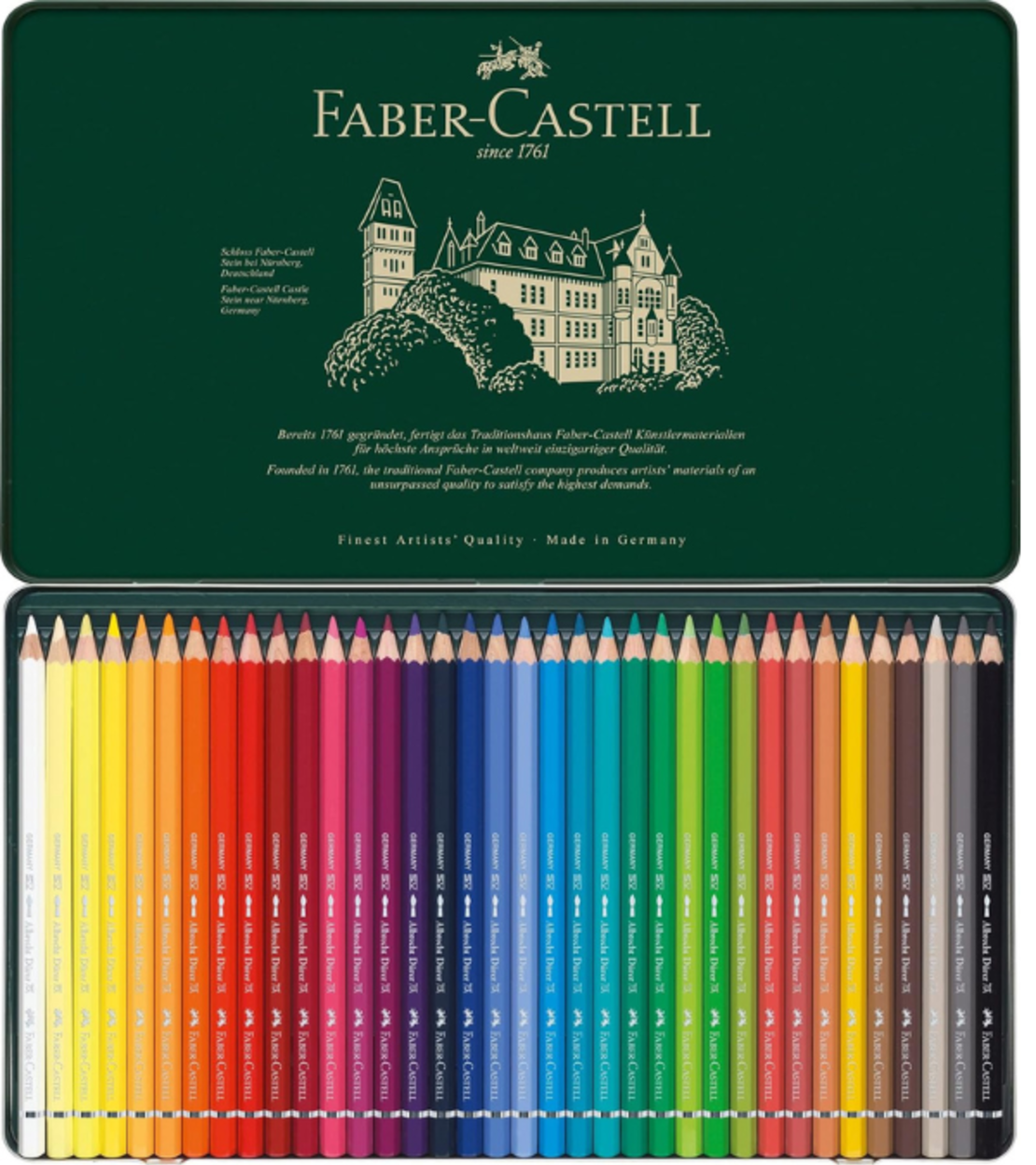 סט עפרונות צבעי מים קופסת פח – 36 עפרונות  Faber-Castell Albrecht Dürer