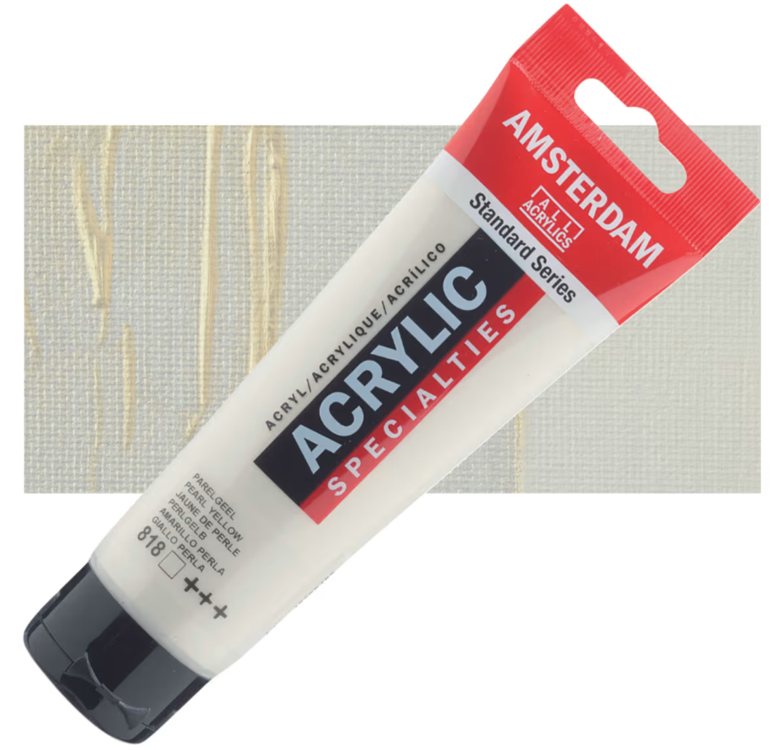 צבע אקריליק אמסטרדם מסדרת Specialties – גוון פנינה צהוב (Pearl Yellow 818)