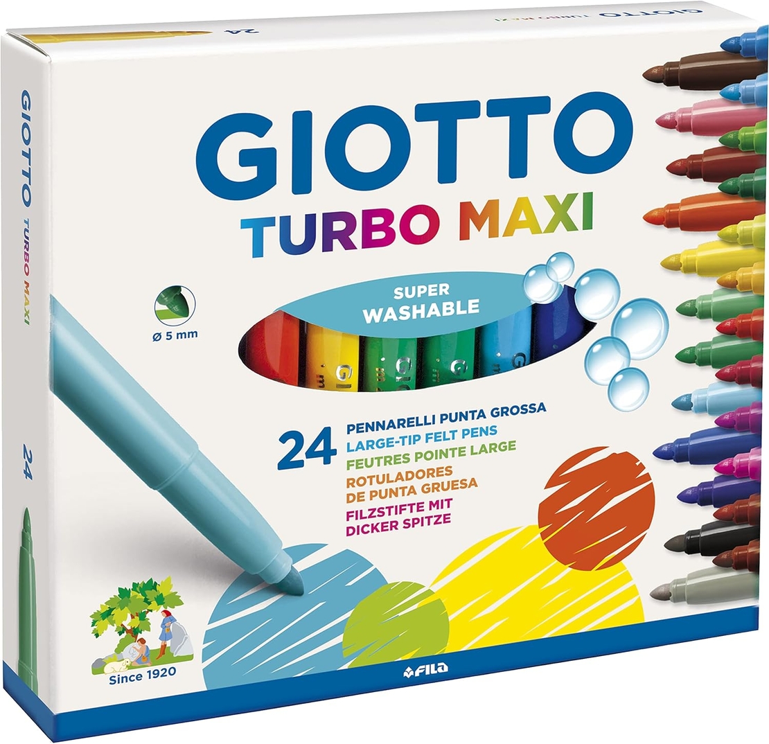 סט טושים רחיצים 24 גוונים עזים Giotto Turbo Color