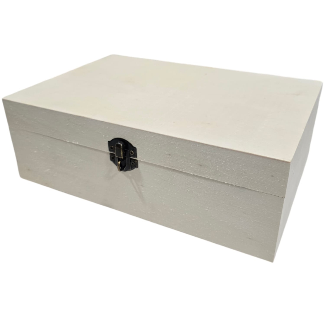 קופסת עץ מלבנית עם סוגר למנעול - 21x15x7.5 ס