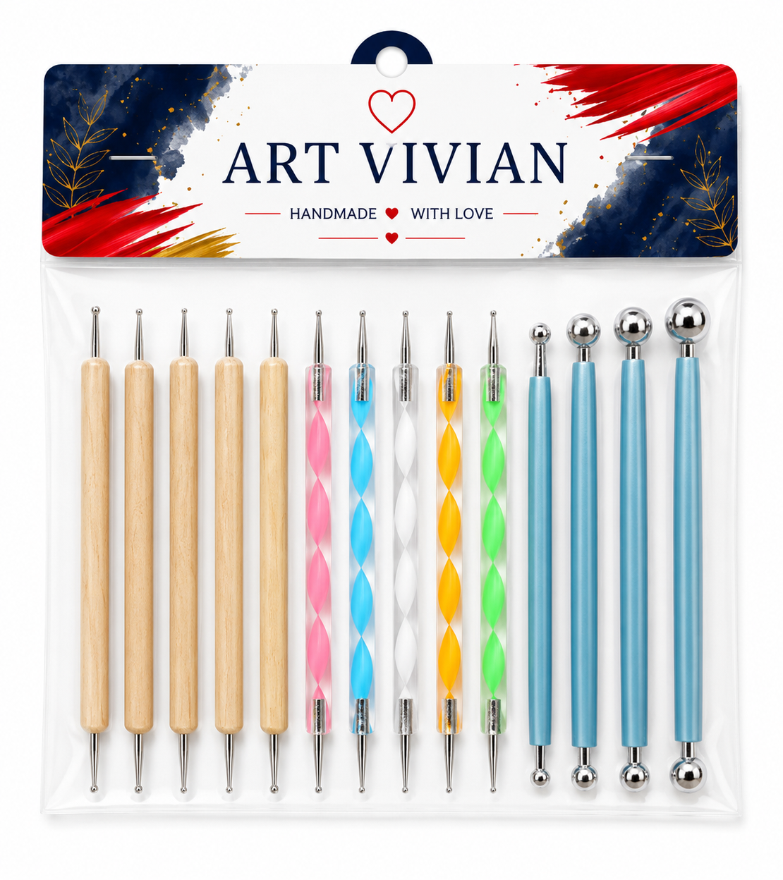 סט 14 כלי נקודות לעיצוב ויצירה – Dotting Tools לפיסול, מניקור ואמנות