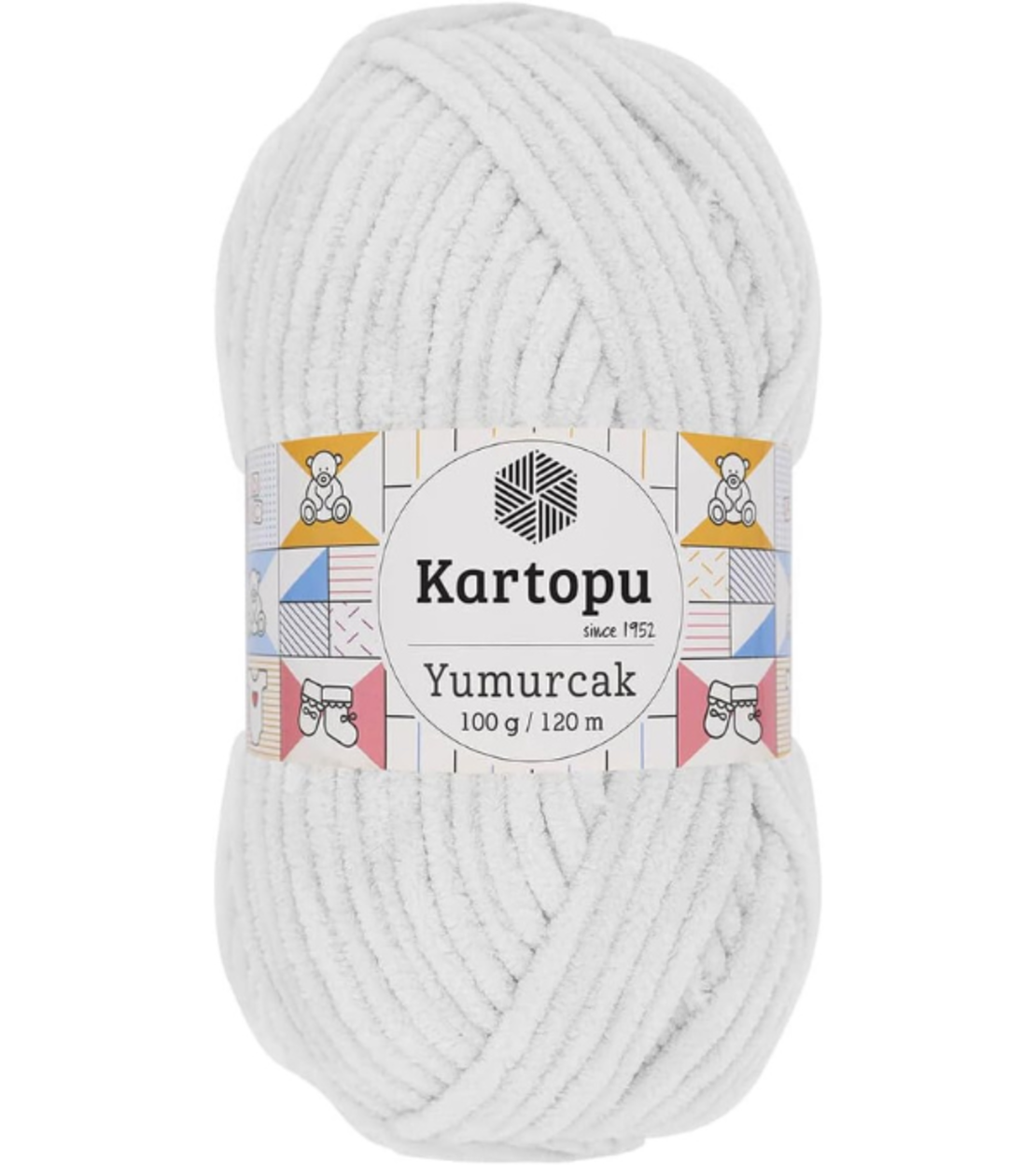 חוט קטיפה לסריגה Kartopu Yumurcak – צבע לבן