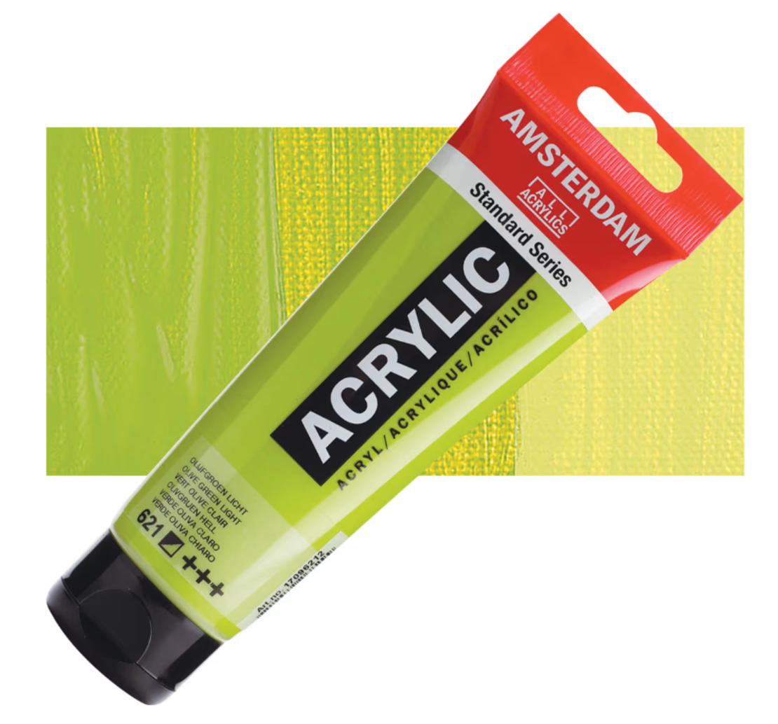 צבע אקריליק אמסטרדם מסדרת Standard – גוון ירוק זית בהיר (621)