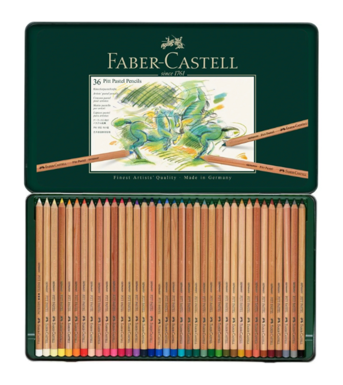 סט עפרונות פסטל קופסת פח 36 עפרונות  Faber-Castell Pitt