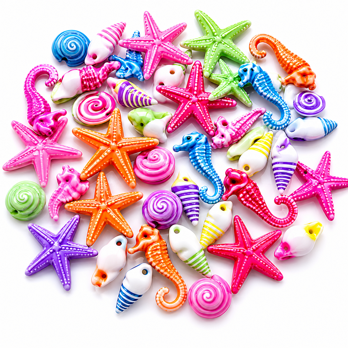 סט חרוזי ים צבעוניים לתכשיטים ויצירה – Ocean Theme Charms Beads Mix 100PCS