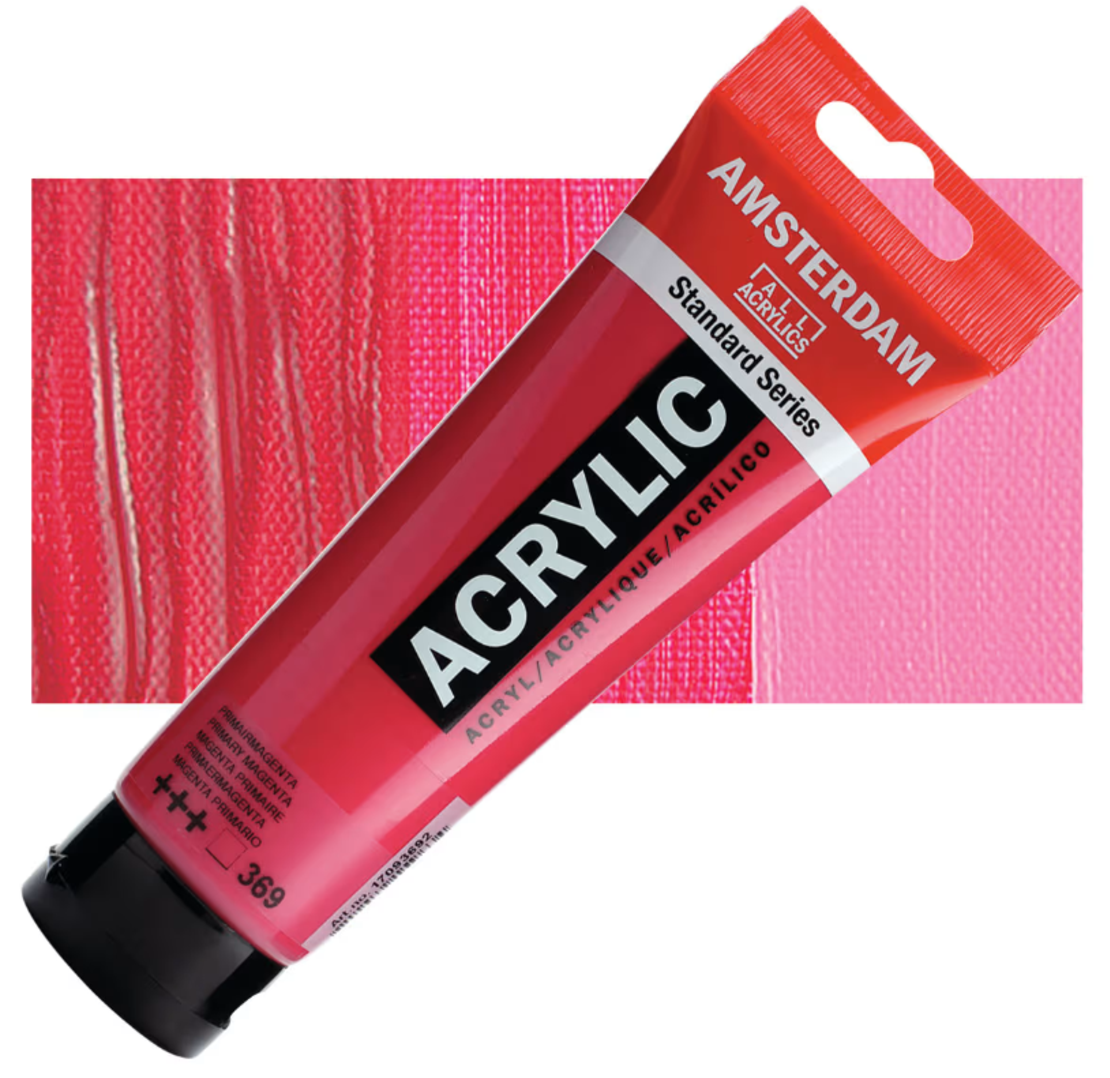 צבע אקריליק אמסטרדם מסדרת Standard – גוון מג’נטה יסודי (Primary Magenta 369)