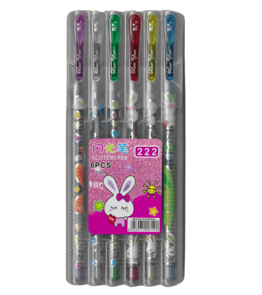 סט עטי ג'ל מנצנצים 6 יחידות Glittery Pen