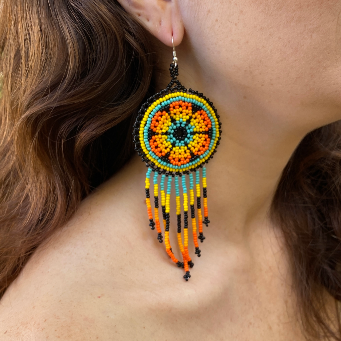 Mexican beaded earrings - peyote