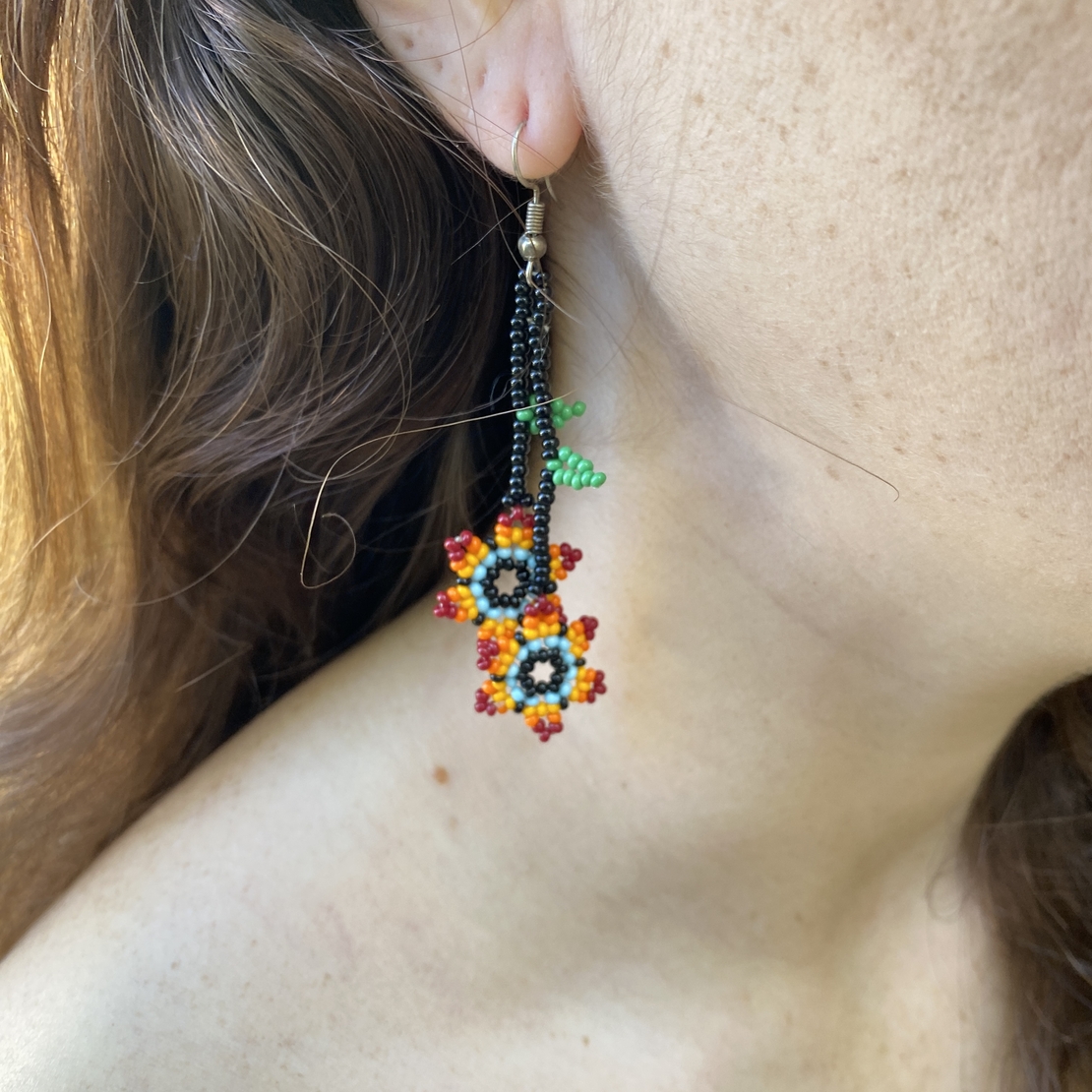 Mexican beaded earrings - twins