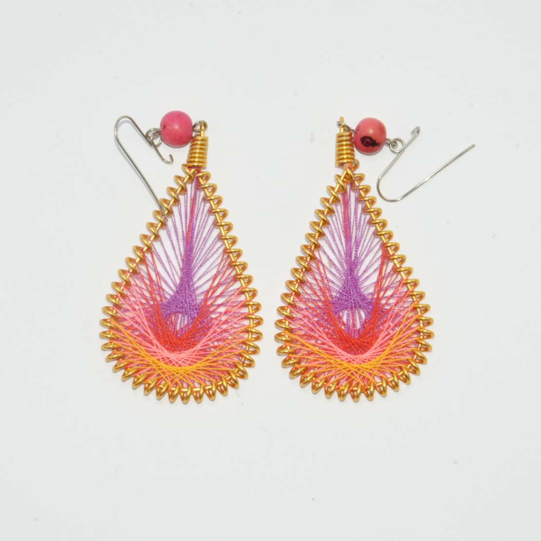 Colorful drop earrings - pink