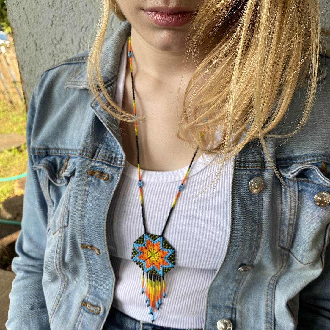 Mexican beaded earrings - sun