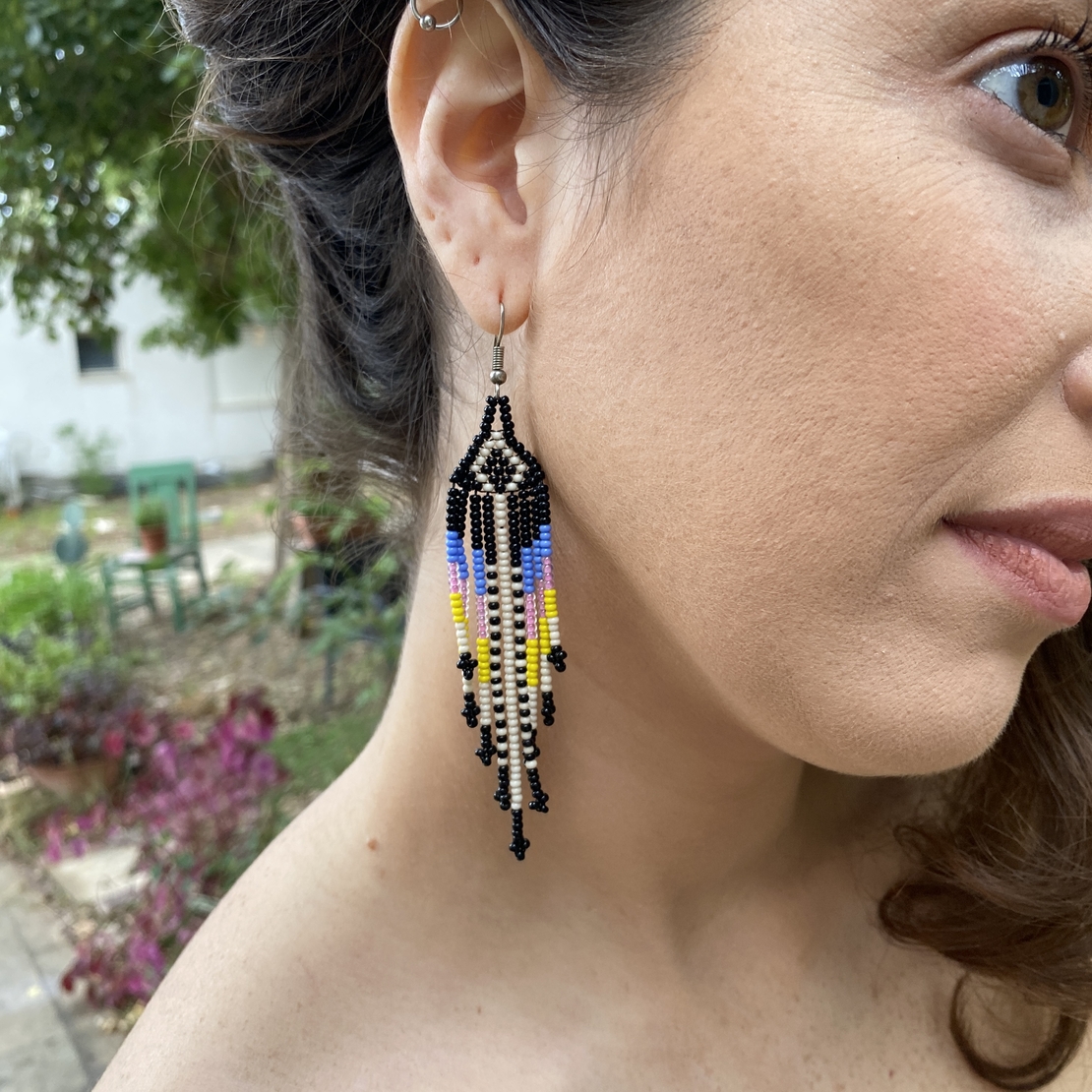 Mexican beaded earrings - sunset