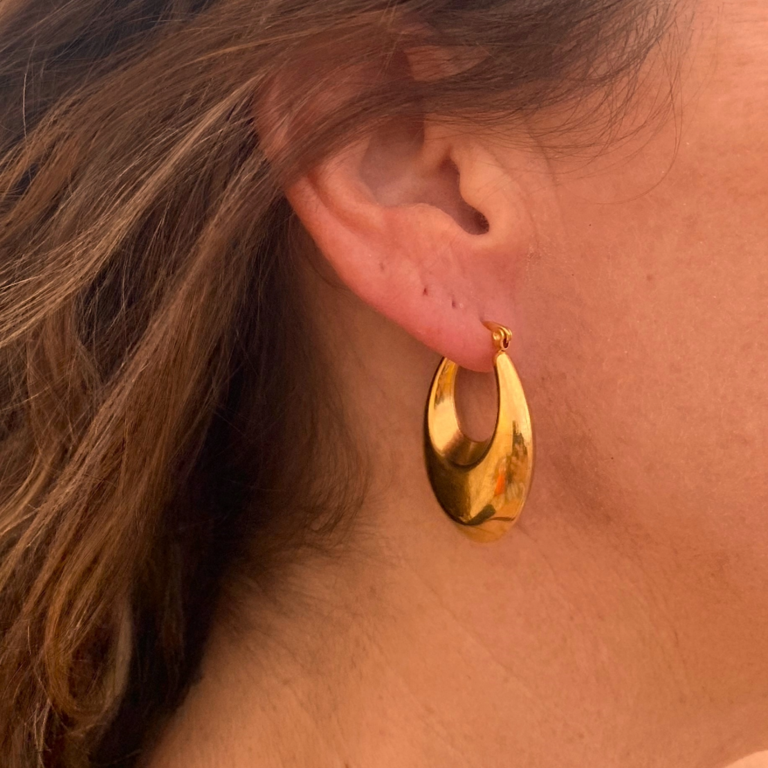 A drop hoop earring