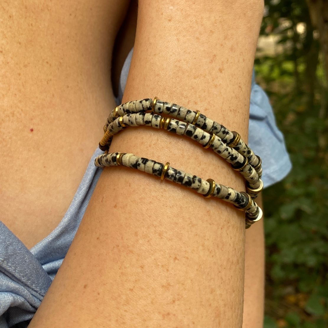 Hand bracelet with gemstones - Dalmatian stones