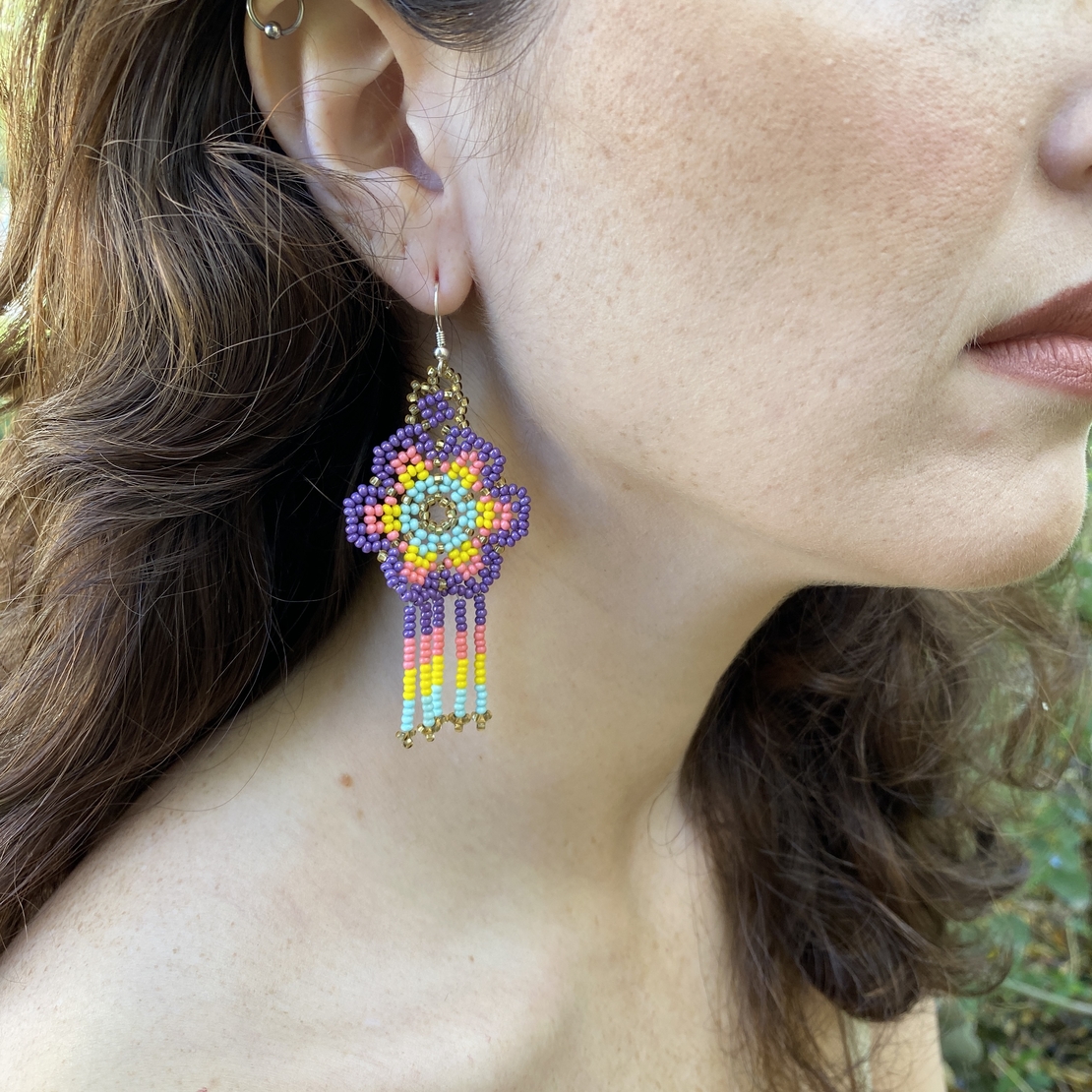 Mexican beaded earrings - fairy