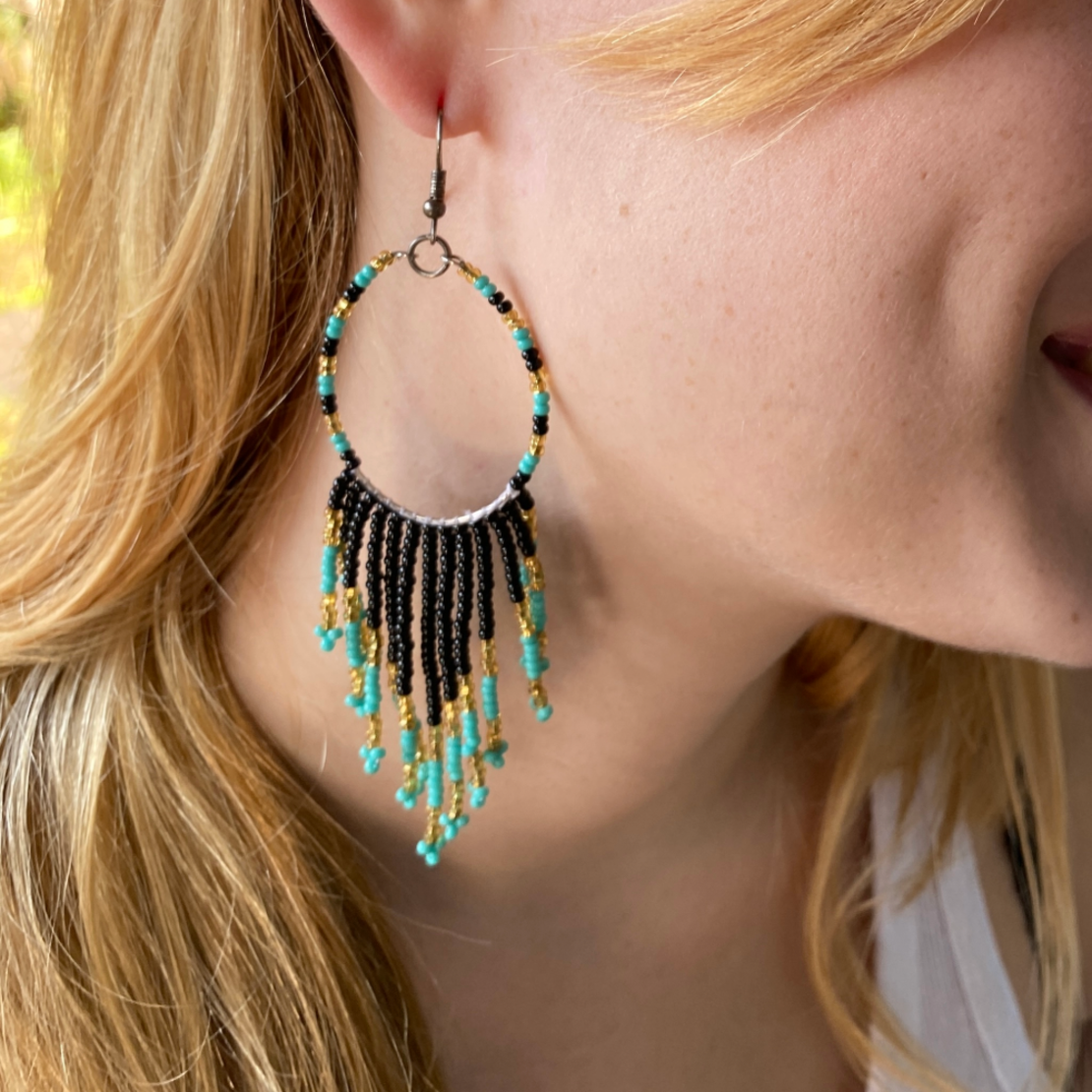 Mexican beaded earrings - forest