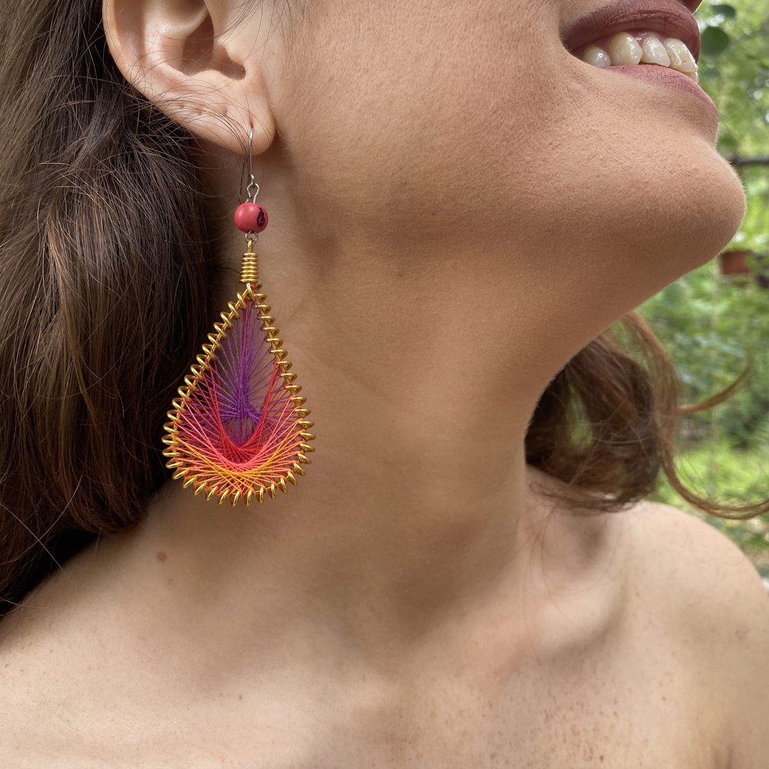 Colorful drop earrings - pink