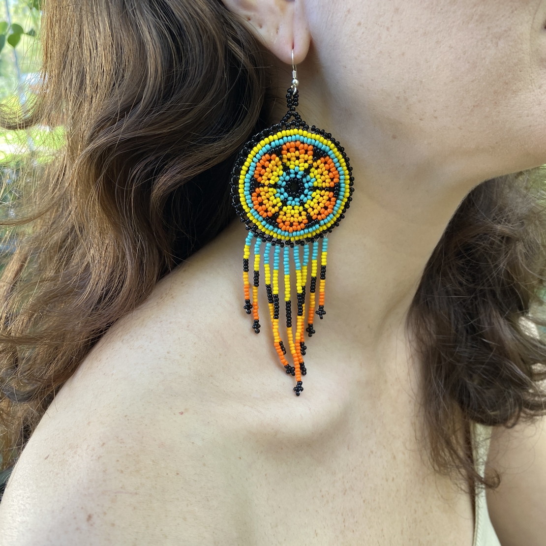 Mexican beaded earrings - peyote