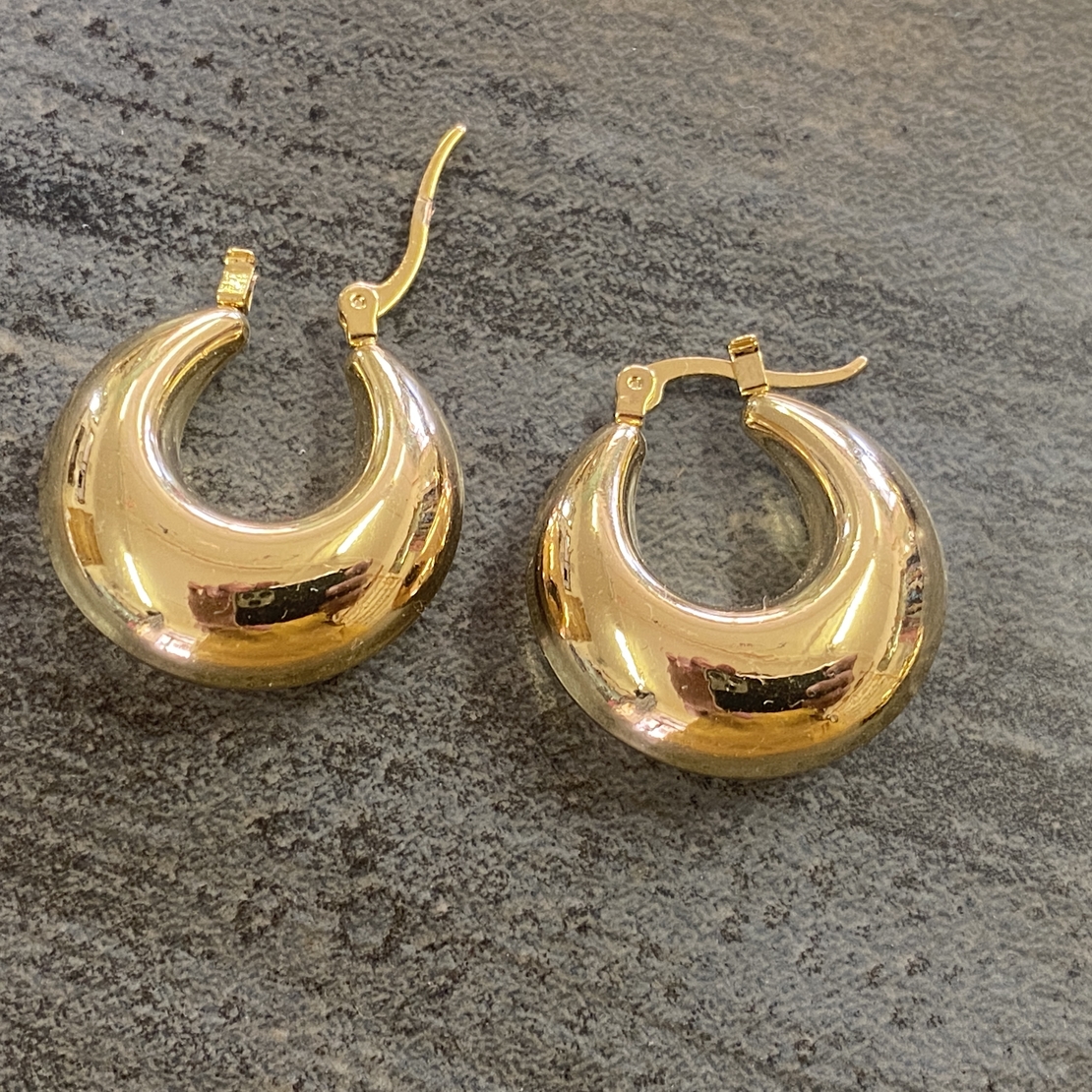 Thick gold hoop earrings