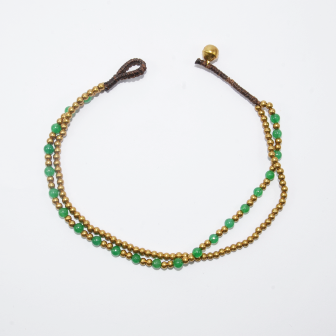 Double beaded anklet - green