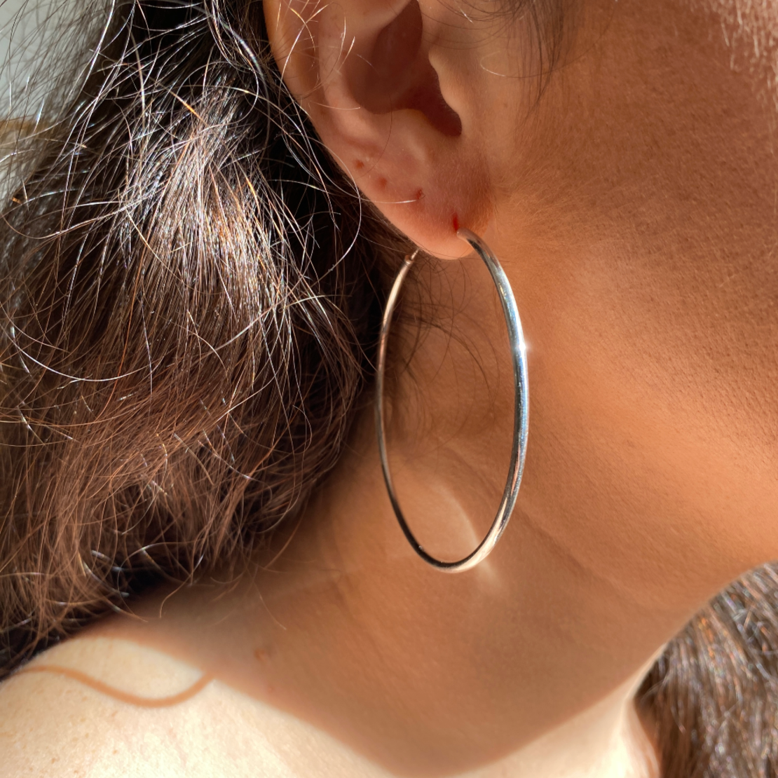 big silver hoop earrings