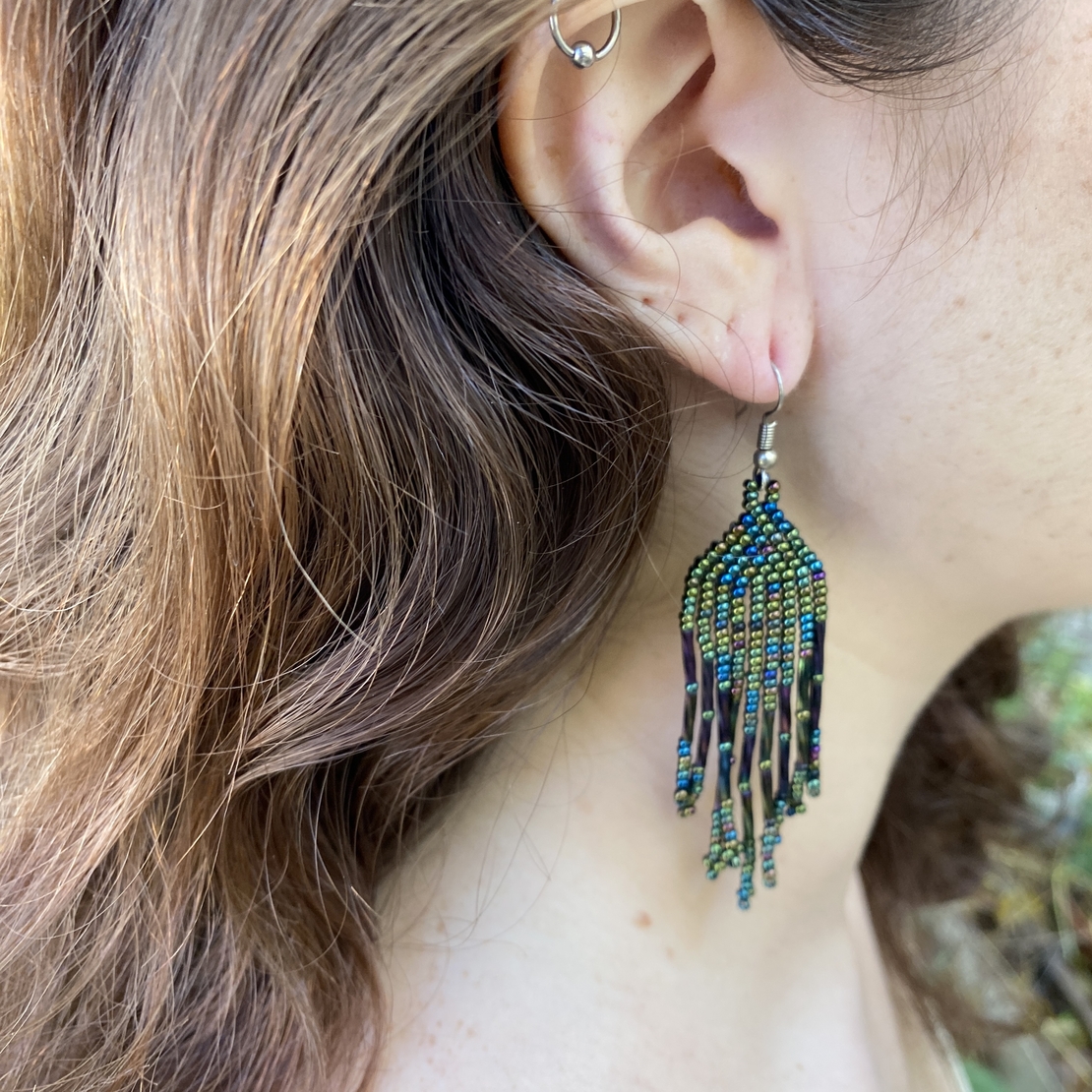 Mexican beaded earrings - lake