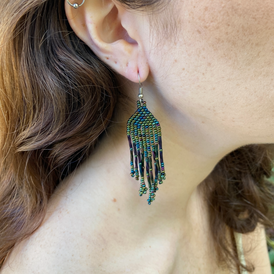 Mexican beaded earrings - lake