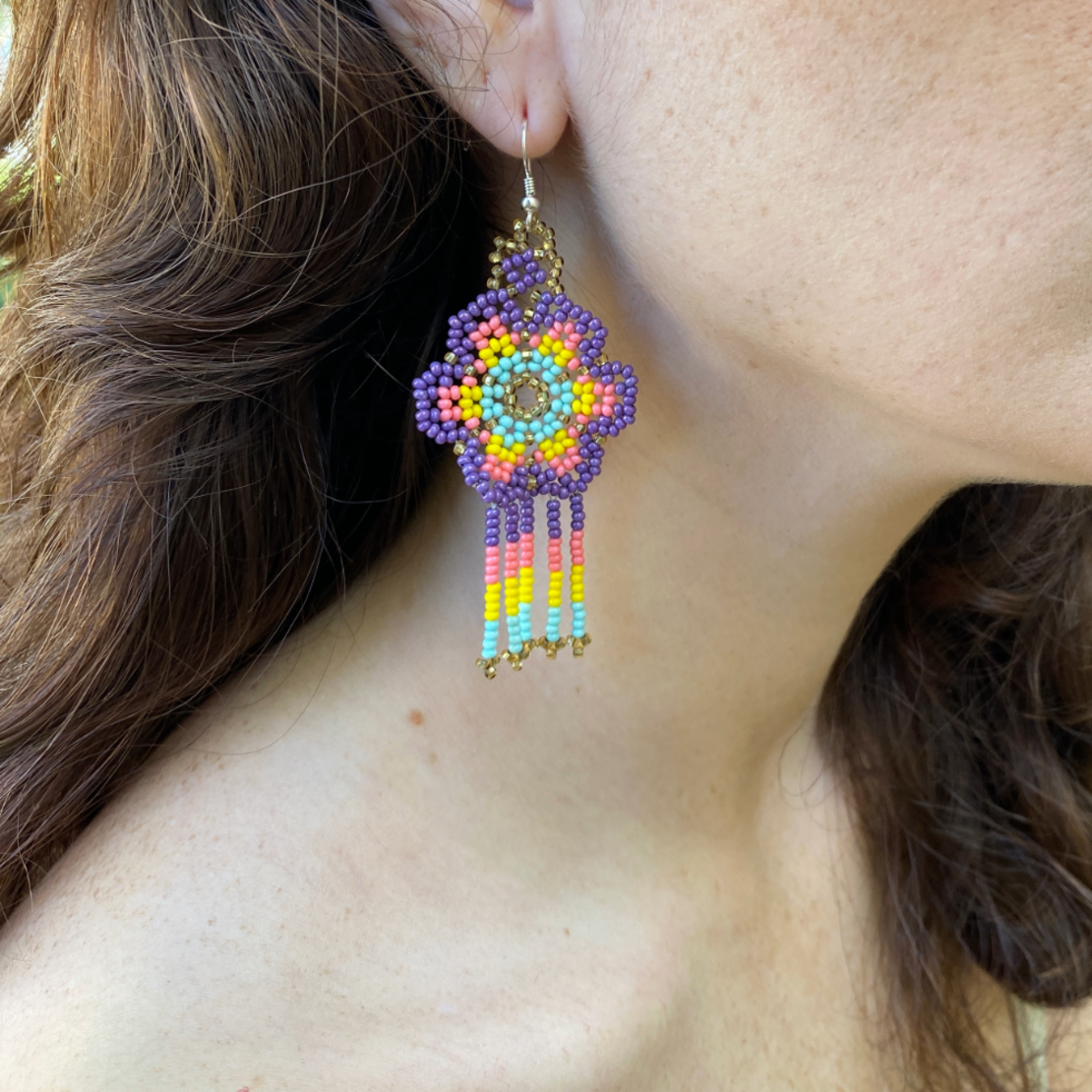 Mexican beaded earrings - fairy