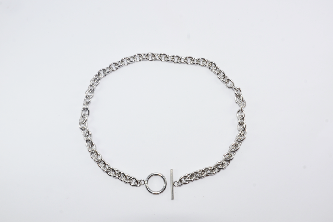 Necklace with a round clasp - silver-plated