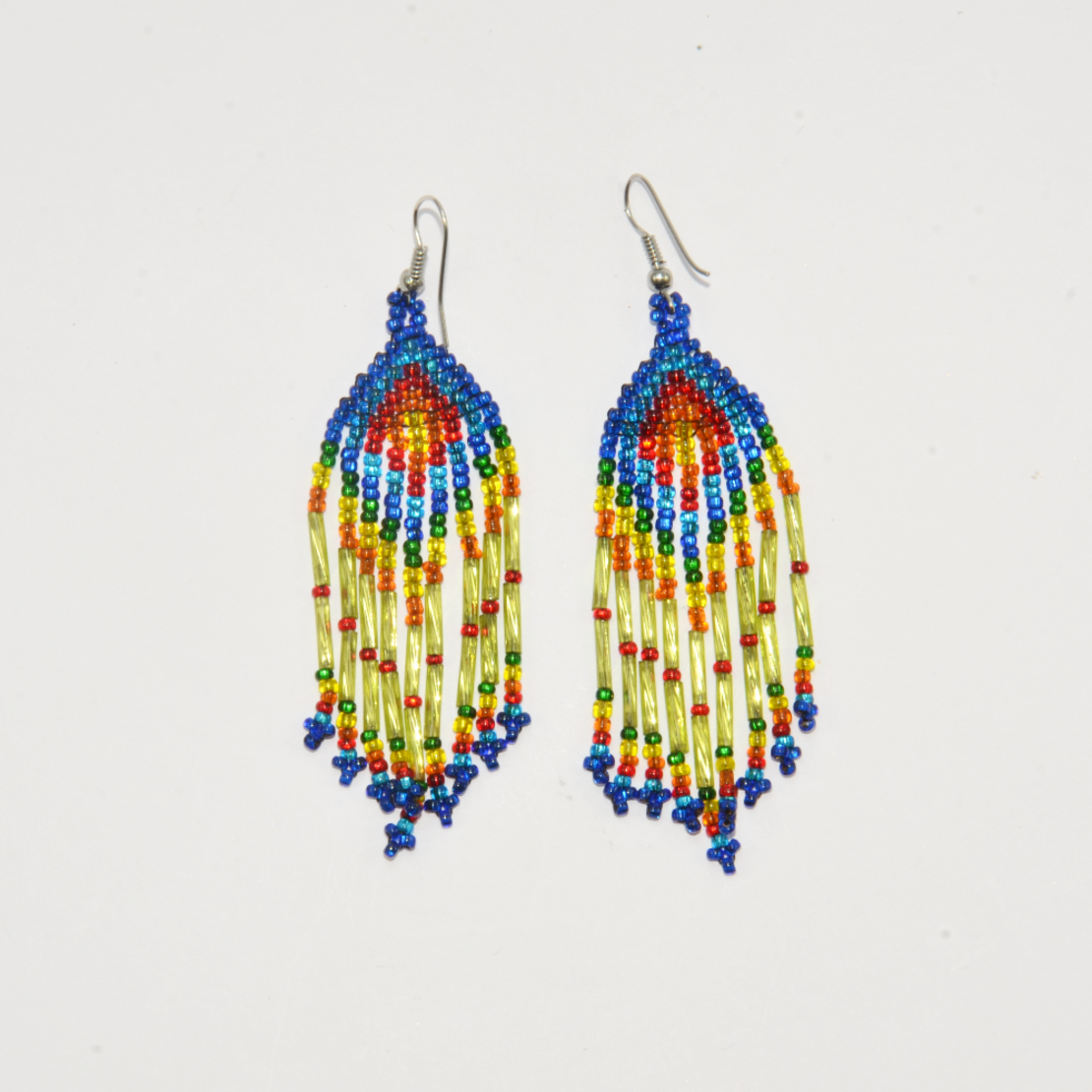 Mexican beaded earrings - rainbow