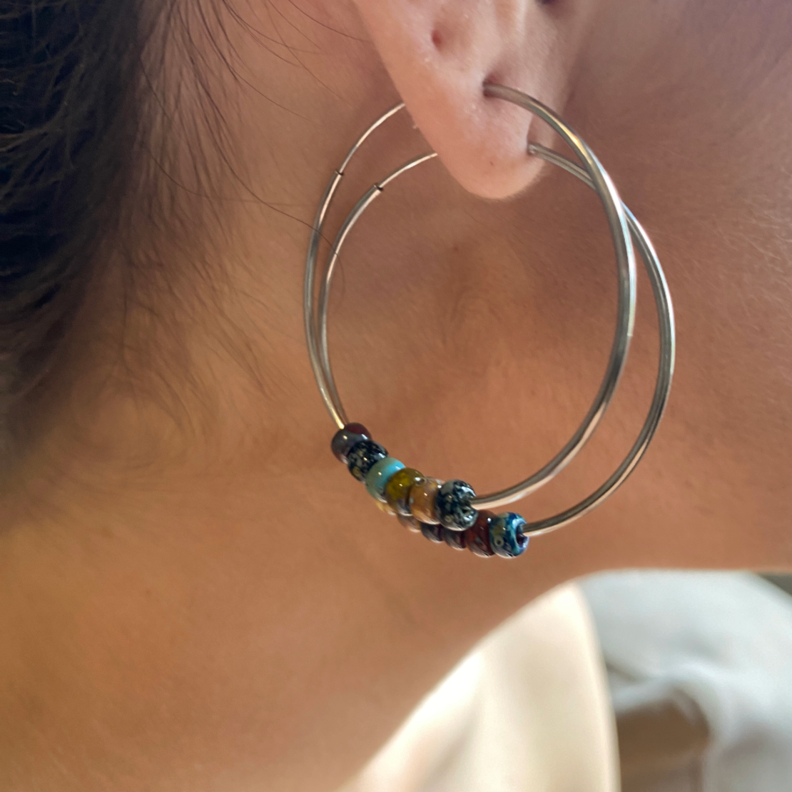 hoop earrings with beads