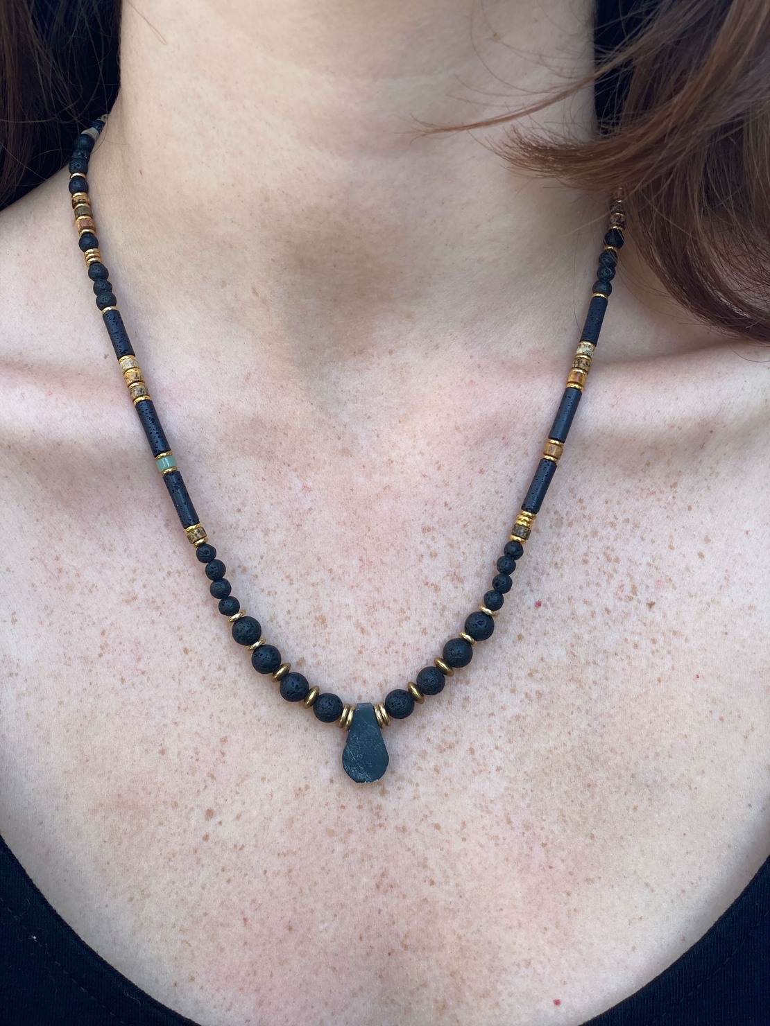 A necklace of lava stones