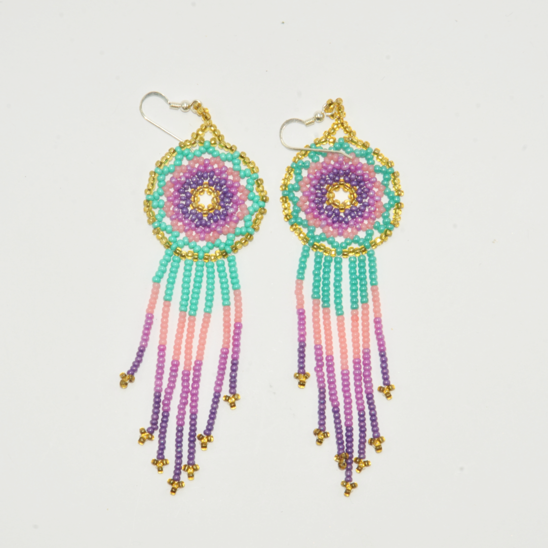 Mexican beaded earrings - lavender