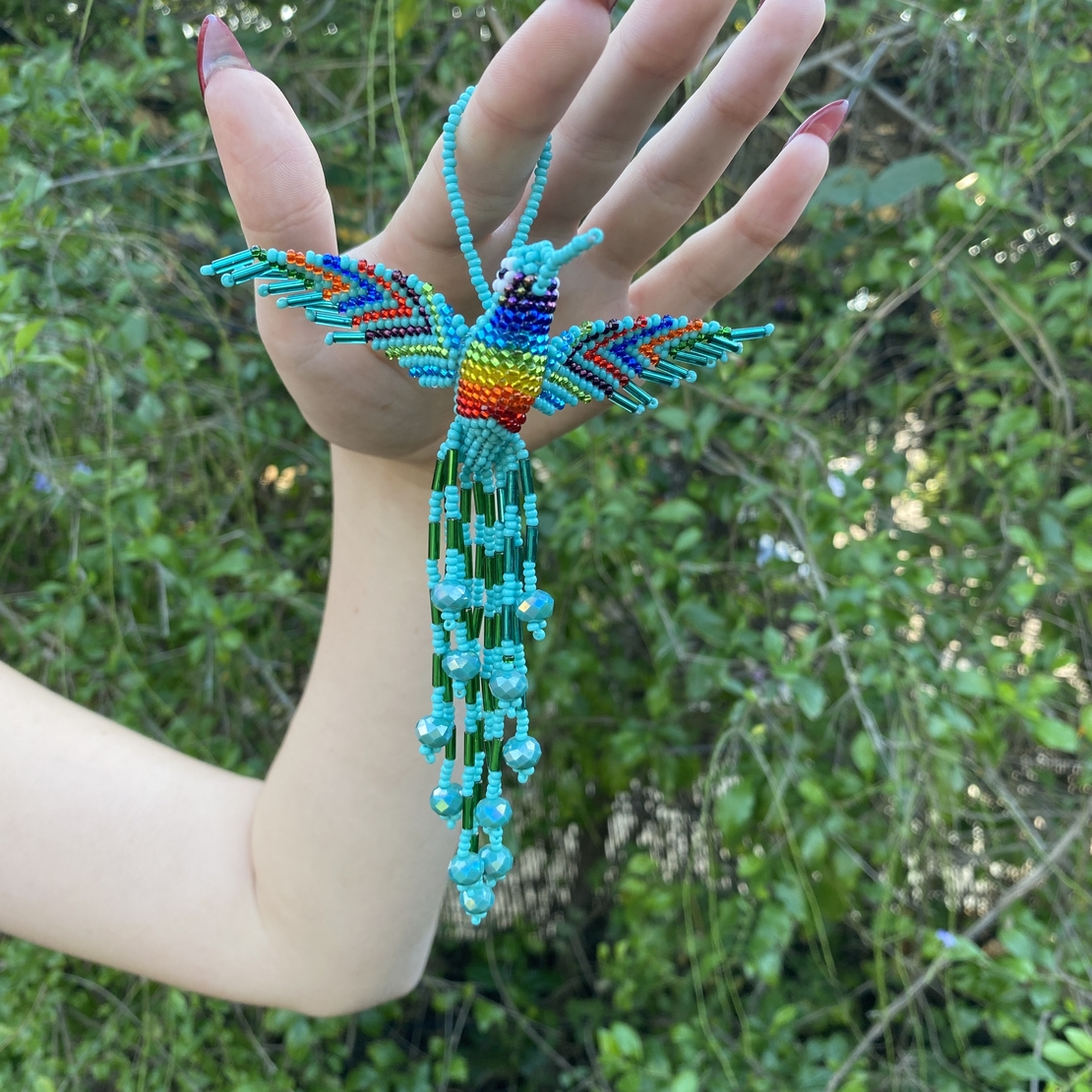 Beaded hummingbird - turquoise