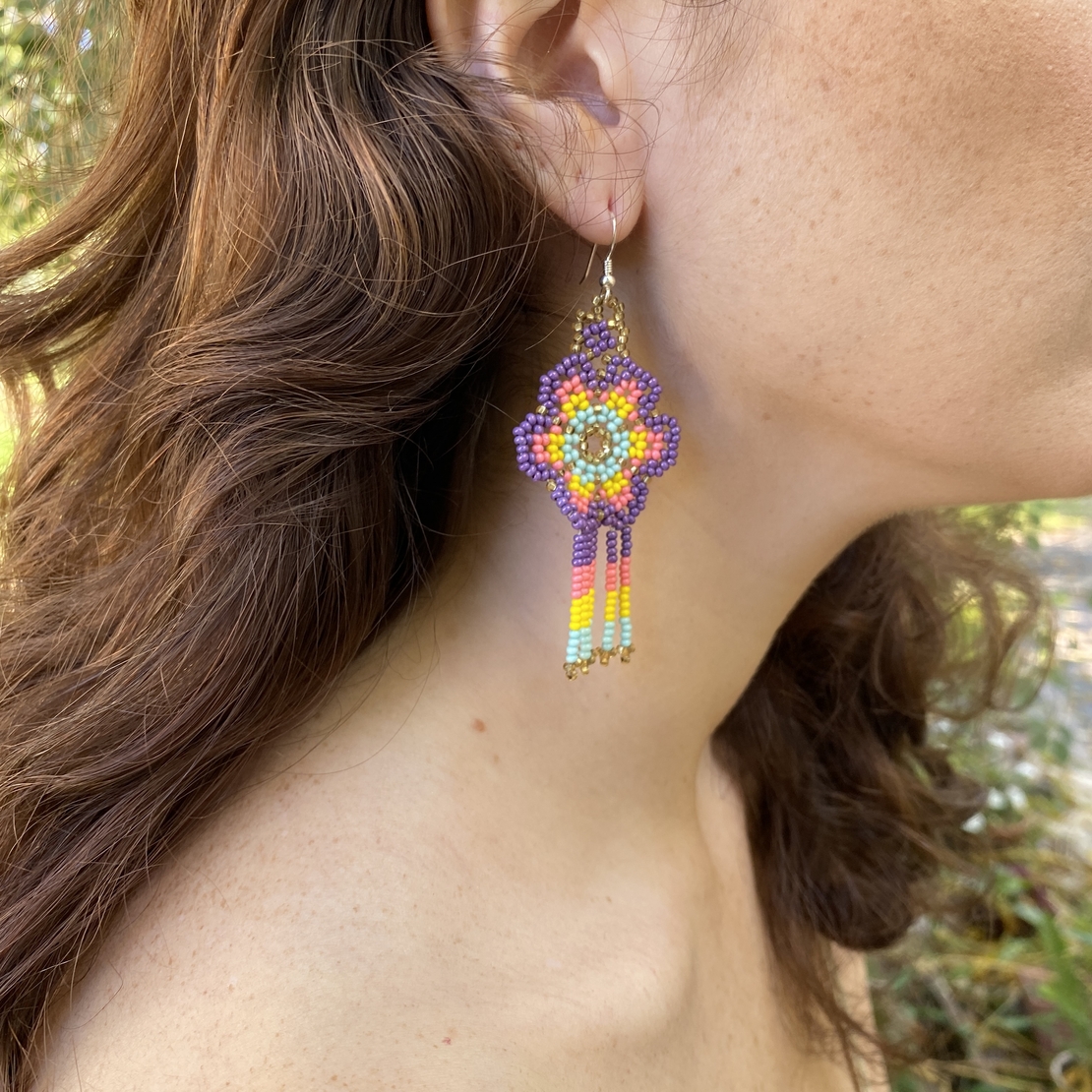 Mexican beaded earrings - fairy