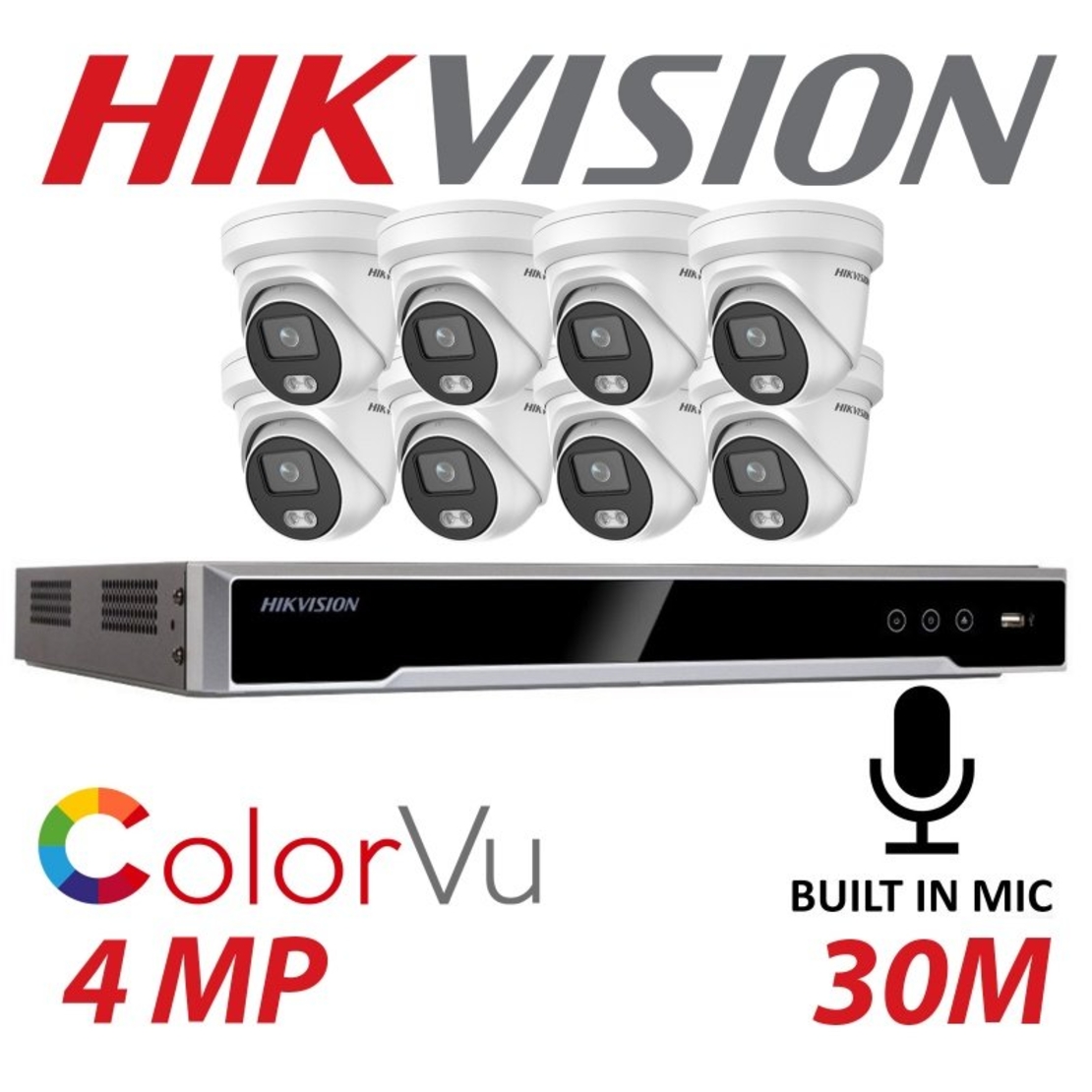 קיט 8 מצלמות IP ColorVu מבית HIKVISION